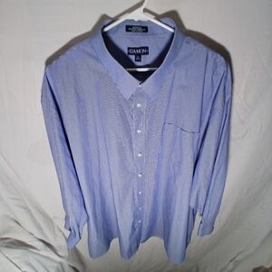 Damon Men’s 22 34-35 Blue Micro Pima Dress Shirt – Stripe Long Sleeve Button-Up